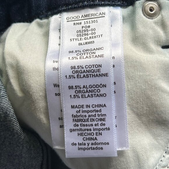 Good American Skinny Jeans Size 4/27 Good Legs Raw Hem Denim Blue Organic Cotton - Picture 9 of 12